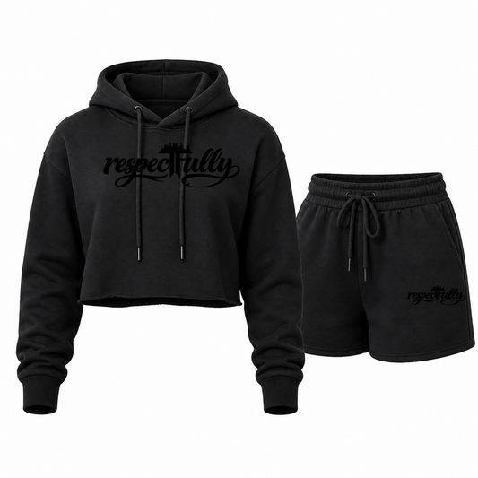respecTFully (black print) short set