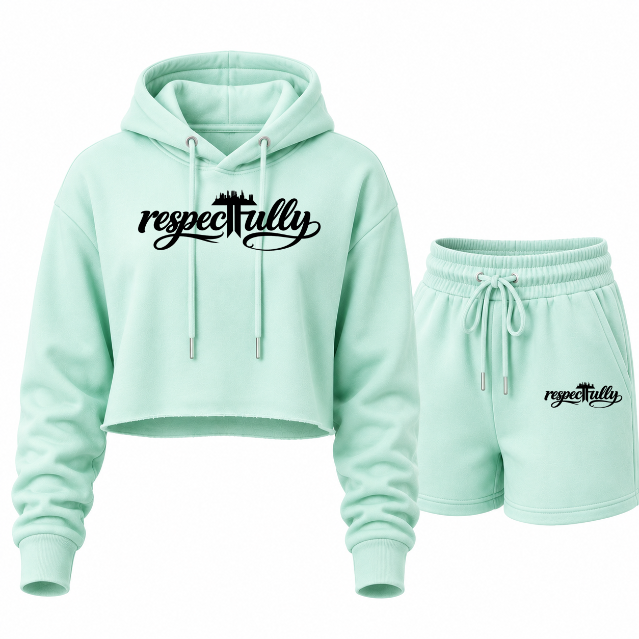 respecTFully (black print) short set
